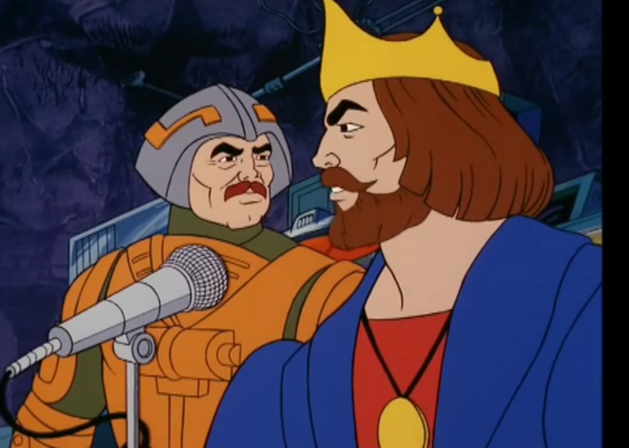 King Randor speaks to an alien in the He-Man episode "The Arena."