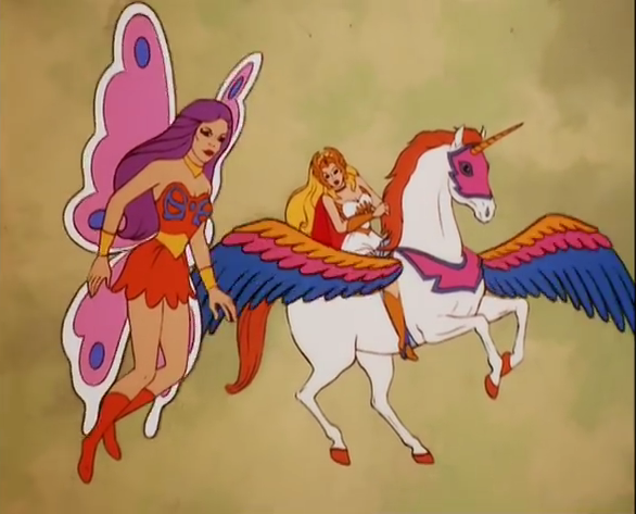 Flutterina with She-Ra in "Out of the Cocoon"