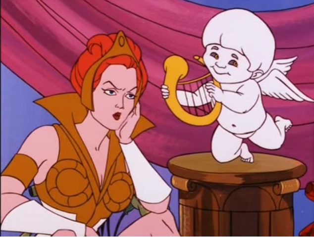 Teela, annoyed, in Malek's tower in the He-Man episode "The Wizard of Stone Mountain"