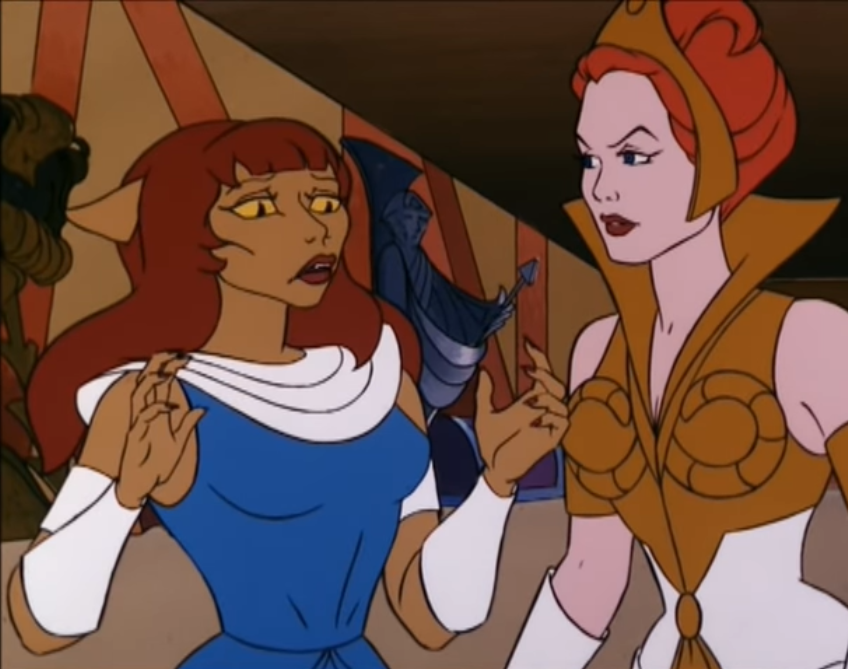 Kittrina and Teela in "The Cat and the Spider" from He-Man and the Masters of the Universe.