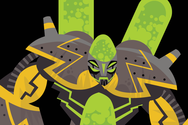 Green alien with battle armor