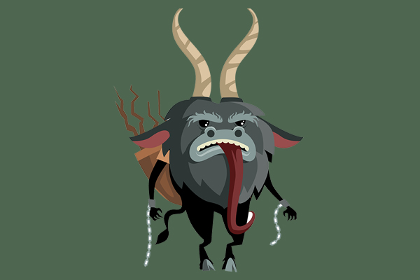 Krampus on Green Background